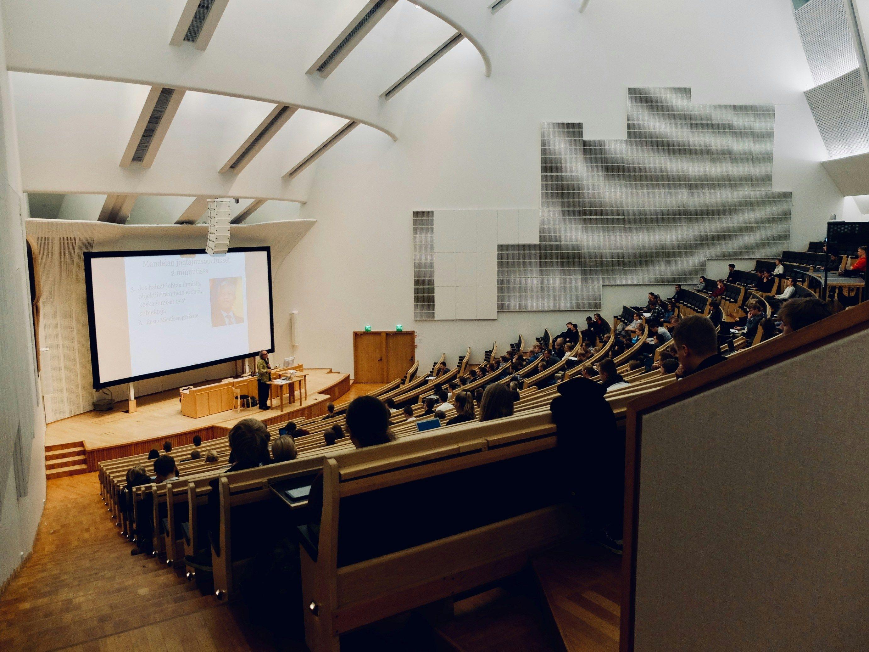 A lecture theatre filled with students